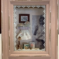 "Our First Grandchild" by Ruth Heisch. This was a MiniCals workshop that Ruth remade for her granddaughter-in-law's birthday.